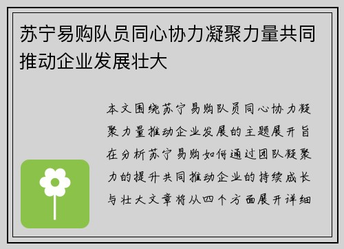 苏宁易购队员同心协力凝聚力量共同推动企业发展壮大